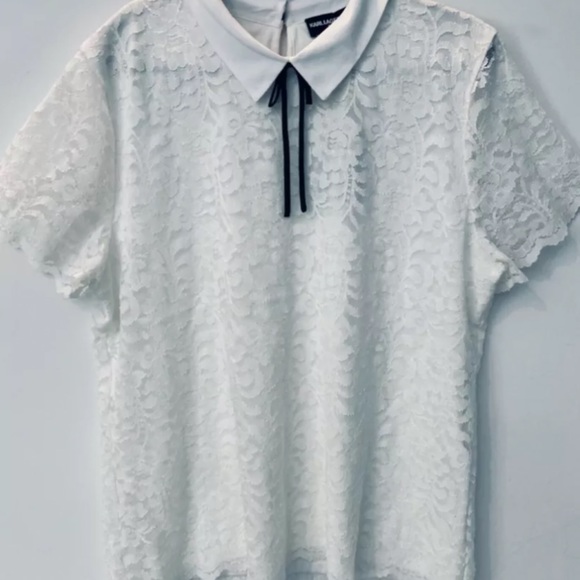 Karl Lagerfeld Paris Lace white Collar Blouse Size S. - Picture 11 of 16